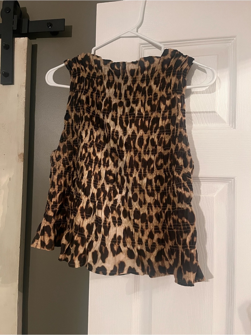 H&M Leopard Print Smocked Camisole in Brown and Black